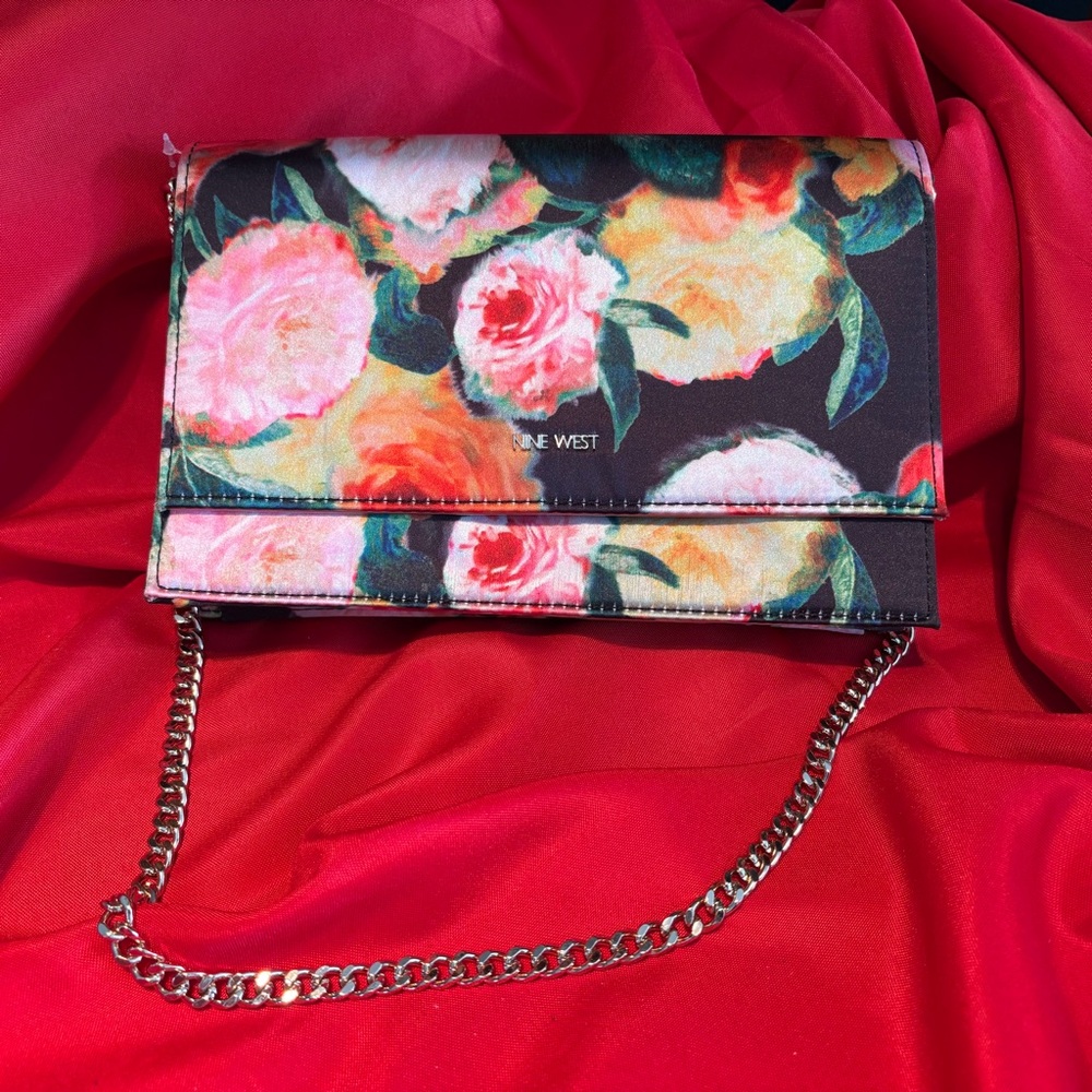 Nine West Floral Clutch with Chain Strap